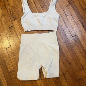 White Ribbed Tank and Shorts Set
